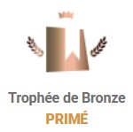 Cette image montre un trophée avecla mention "Trophée de Bronze - Primé"